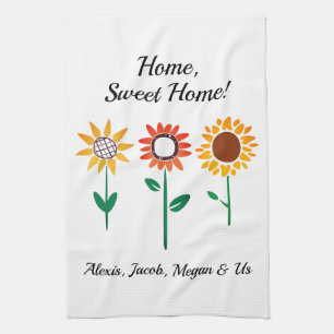 3 Grafische Zonnebloemen Home Sweet Home DIY Namen Theedoek