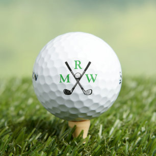 3 Groene initiële letters gekruiste clubs monogram Golfballen