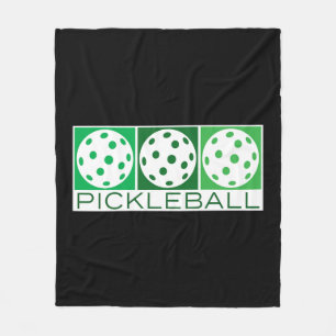 3 Groene Pickleballs op wit Fleece Deken