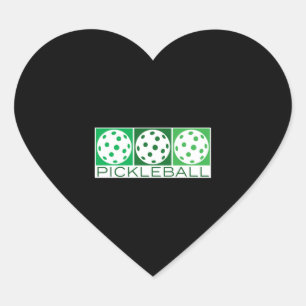 3 Groene Pickleballs op wit Hart Sticker