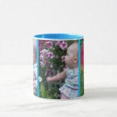 3 grote foto's hemelsblauwe achtergrond eenvoudig mok (Midden)