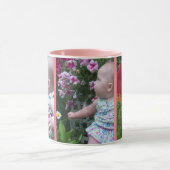 3 grote foto's roze achtergrond eenvoudig uploaden mok (Midden)