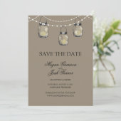 3 Hangen Mason Jars - BEWAAR DE DATUM Save The Date (Staand voorkant)