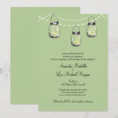 3 Hanging Mason Jars bruiloft Kaart (Voorkant / Achterkant)