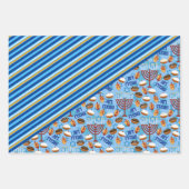 3 Hanukkah Boys' Gift Inpakpapier Vel (Voorkant)