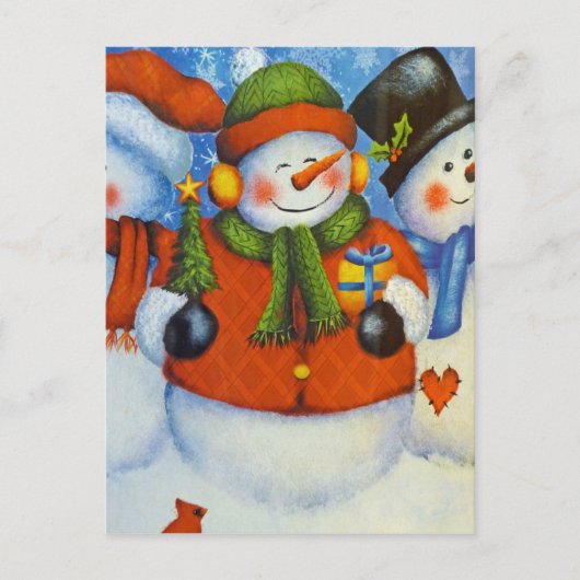 3 Happy Snowmen Briefkaart (Voorkant)