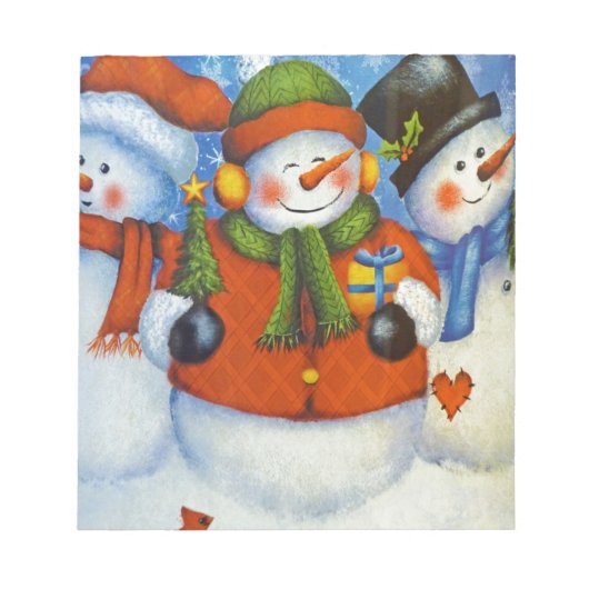 3 Happy Snowmen Notitieblok (Voorkant)