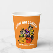 3 heks en Jack O'Lantern Halloween Fun Papieren Bekers (Achterkant)
