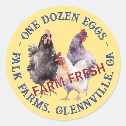 3 hennen een dozijn Boerderij vers eiproduct label (Voorkant)