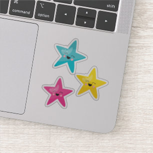 3 Het glimlachen Stars Cute en Whimsical Illustrat Sticker