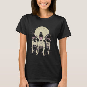 3 Hoofd Pitbull hond huilen op de maan T-shirt