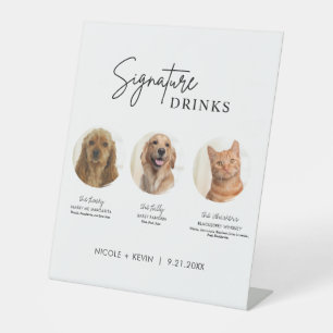 3 Huisdieren Handtekeningdranken Huwelijksbarbord Reclamebord Met Voetstuk