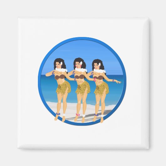 3 Hulas op het strand Magneet (Voorkant)