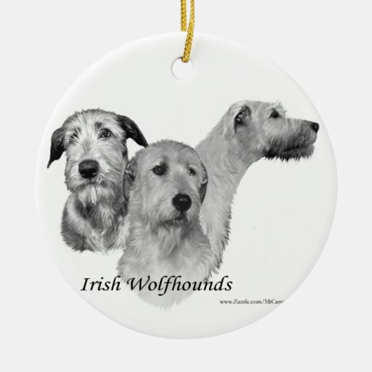 3 Ierse Wolfhound-koppen Keramisch Ornament (Voorkant)