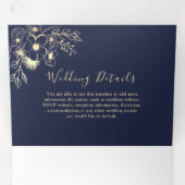 3 in 1 Roze Goud en Marine Huwelijk Drieluik Uitnodiging (Binnenzijde eerst)