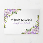 3 in 1 rustieke Paarse bloemenbruiloft Drieluik Uitnodiging (Cover)