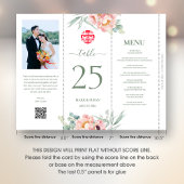 3 in 1 Table number, menu & photo thank you note
