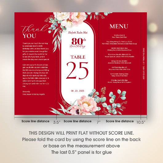 3 in 1 Tafelnummer, Menu & bedankkaart