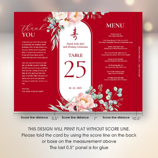 3 in 1 Tafelnummer, Menu & bedankkaart