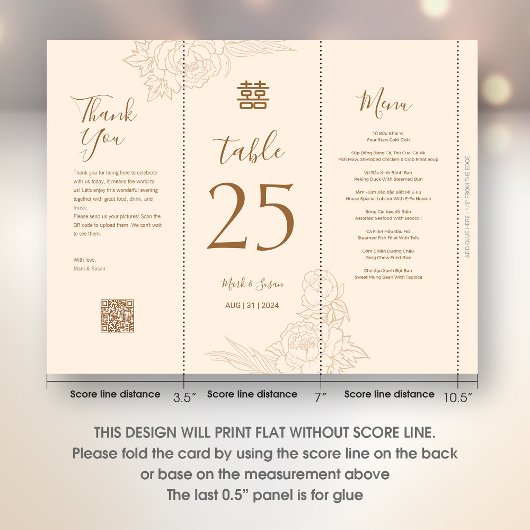 3 in 1 Tafelnummer, Menu & bedankkaart