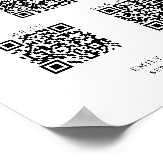 3 in één Qr Codes Bar Menu Program Weddenschap Poster (Hoek)