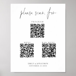 3 in één Qr Codes Bar Menu Program Weddenschap Poster
