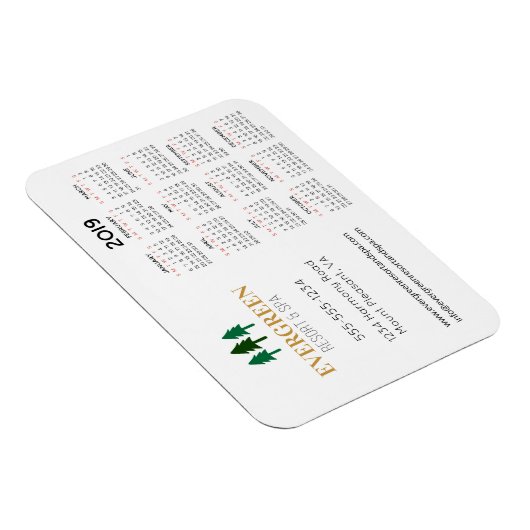 3-inch x 4-inch Visitekaartje 2019 jaarrooster Magneet (Rechterzijde)