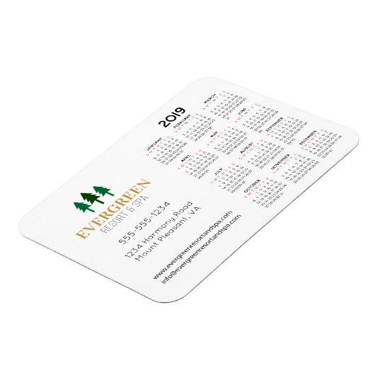 3-inch x 4-inch Visitekaartje 2019 jaarrooster Magneet (Linkerzijde)