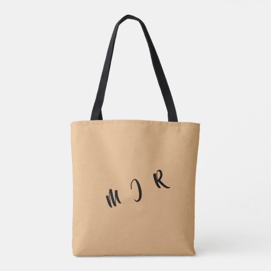  3-Initiaal Canvas tas=Tan/Black Draagtas (Achterkant)