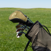 3 Initiaal Letter-monogram geborsteld bruin Tan Cr Golfheadcover (Insitu)