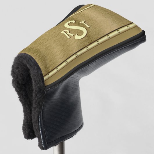 3 Initiaal Letter-monogram geborsteld bruin Tan Cr Golfheadcover (3/4 voorkant)