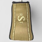 3 Initiaal Letter-monogram geborsteld bruin Tan Cr Golfheadcover (Draai 90)