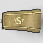 3 Initiaal Letter-monogram geborsteld bruin Tan Cr Golfheadcover (Voorkant)