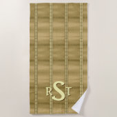 3 Initiaal Letter-monogram geborsteld bruin Tan Cr Strandlaken (Voorkant)