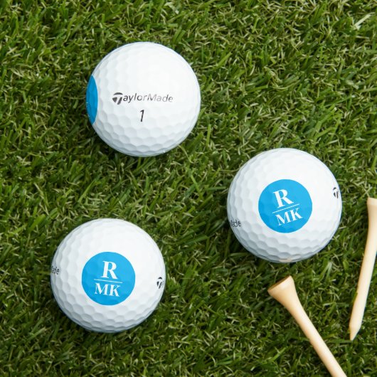 3 Initiaal letters met monogram azuurblauw Golfballen (Insitu Gras)