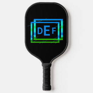 3 Initiaal Monogram Blauw Groen Geometrisch Pickleball Paddle