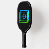 3 Initiaal Monogram Blauw Groen Geometrisch Pickleball Paddle (Links)