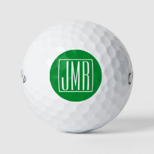 3 Initiaal Monogram Groen & Wit Golfballen