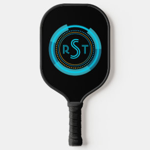 3 Initiaal Monogram Letter Futuristic Tech Cirkel Pickleball Paddle