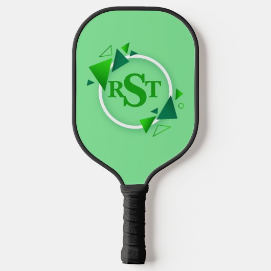 3 Initiaal Monogram Letter Green White Cirkel Leaf Pickleball Paddle (Achterkant)