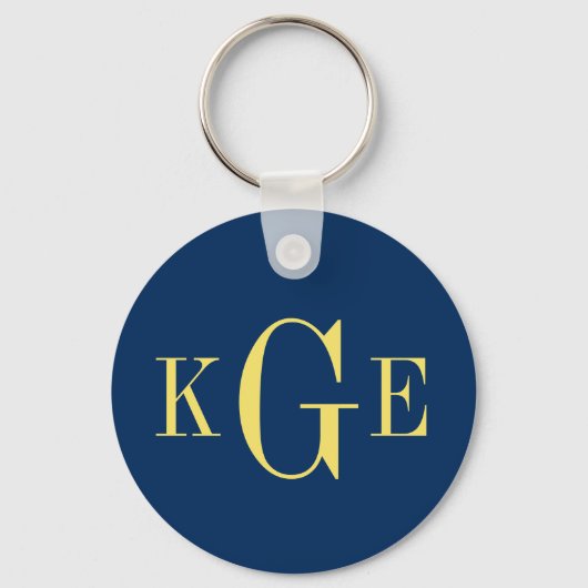 3 initiaal monogram marinegeel groomsmannetje fob sleutelhanger (Voorkant)