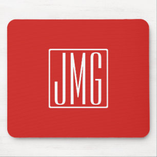 3 Initiaal Monogram Rood & Wit (of doe-het-zelf Muismat