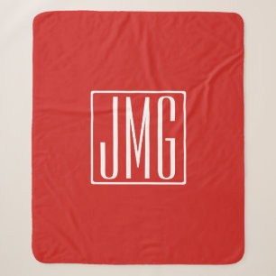 3 Initiaal Monogram Rood & Wit (of doe-het-zelf Sherpa Deken