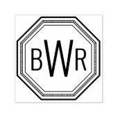 3 Initialen letter monogram #1 achthoekig Lijst Zelfinktende Stempel (Design)