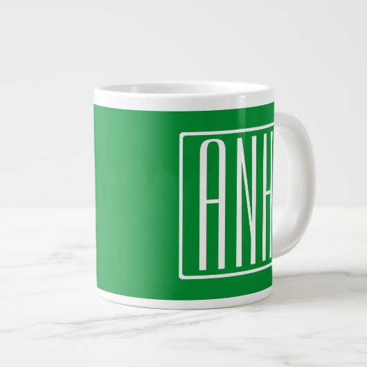 3 Initialen Monogram | Groen en wit Extra Grote Beker (Voorkant rechts)