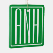 3 Initialen Monogram | Groen en wit Keramisch Ornament (Rechts)