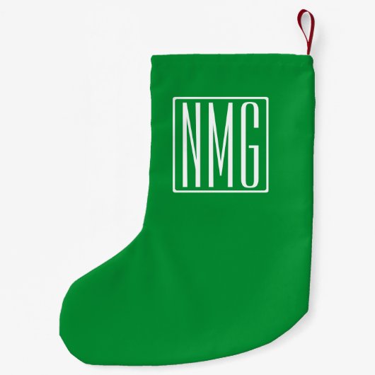 3 Initialen Monogram | Groen en wit Kleine Kerstsok (Achterkant)