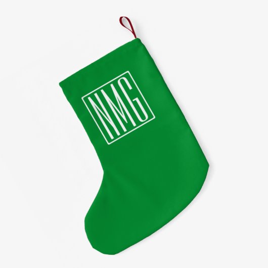 3 Initialen Monogram | Groen en wit Kleine Kerstsok (Achterkant (Hangend))