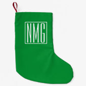 3 Initialen Monogram | Groen en wit Kleine Kerstsok (Voorkant)