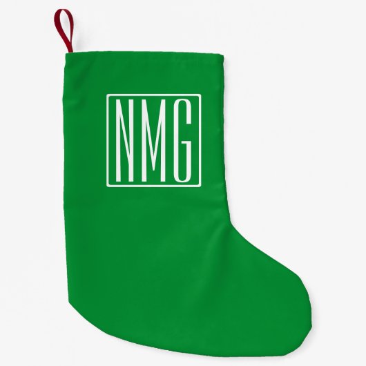 3 Initialen Monogram | Groen en wit Kleine Kerstsok (Voorkant)